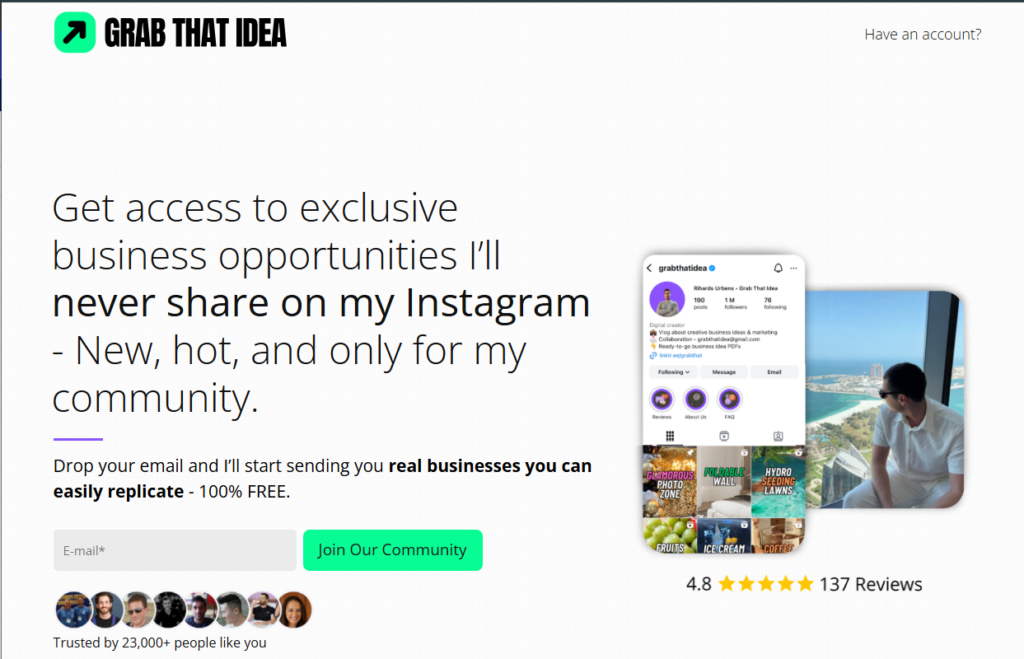 Rihards Urbens, Grab That Idea, Rihards Urbens Grab That Idea course, creative strategy, digital entrepreneurship, idea execution framework, online business growth, content creation strategy, SEO optimization guide, affiliate marketing system, digital product launch, creative mindset development, online branding strategy, business execution plan, digital marketing insights, scalable online business, innovation framework, idea validation methods, website growth strategy, modern entrepreneurship guide